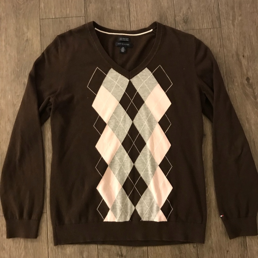 TOMMY HILFIGER DIAMOND PATTERN SWEATER SIZE LARGE
